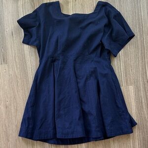 Free people Navy Short-Sleeve Pleated Dress